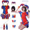 Pommni Vestiti Cappello CosRoom/Bambini Adulti Cartone Animato Circo Pagliaccio Cosplay Completo Costume Parrucca Halloween Tuta Rossa Outfit Carnevale Carino