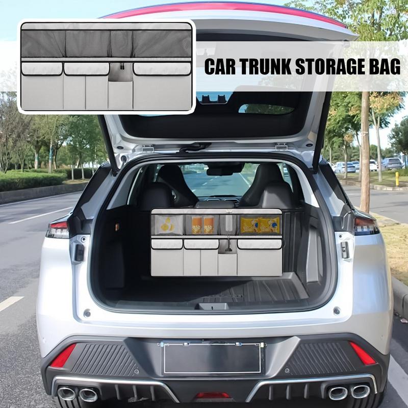 Car Organizer Trunk Road Trip Cargo Storage Bag Large Multifunctional Travel Trunk Organizer For Shoe Tool Snack Grocery Diaper