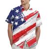 Men's Casual Stylish Flag Letter Print Shirt - Men's Lapel Short-sleeved Button-up Shirt
