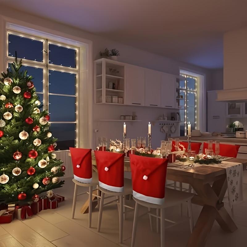 1-12PCS Santa Claus Hat Chair Covers Christmas Chair Back Covers Festive Dining Table Decoration Holiday Party Home Decor