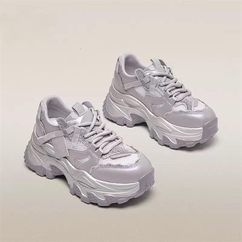 Thick-soled heightening dad shoes for women 2025 autumn new versatile student fashion mesh breathable casual sports shoes