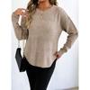 Women's Autumn Winter Pullover Top Women's Floral Velvet Knitted Sweater Casual Base Shirt Round Neck Sweater