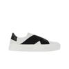 (w) City Sport Sneakers In Leather With Double Webbing Strap White Black