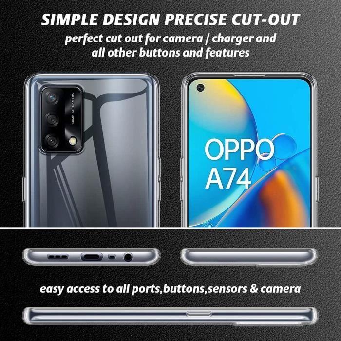 Coque de Protection - E.F.CONNECTION - OPPO A74 5G - Souple - Transparent - Verre Trempé Inclus