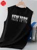 Men's Summer Sleeveless Top Vintage City Skyline Letter Print Casual Oversized Tank Top