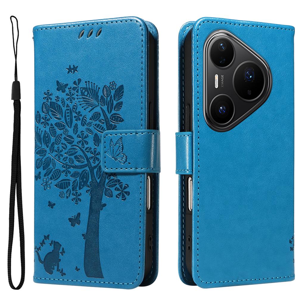 For Huawei Pura 80 Pro+/Huawei Pura 80 Pro Phone Case with Stand Cat Tree Pattern Leather Wallet Mobile Cover