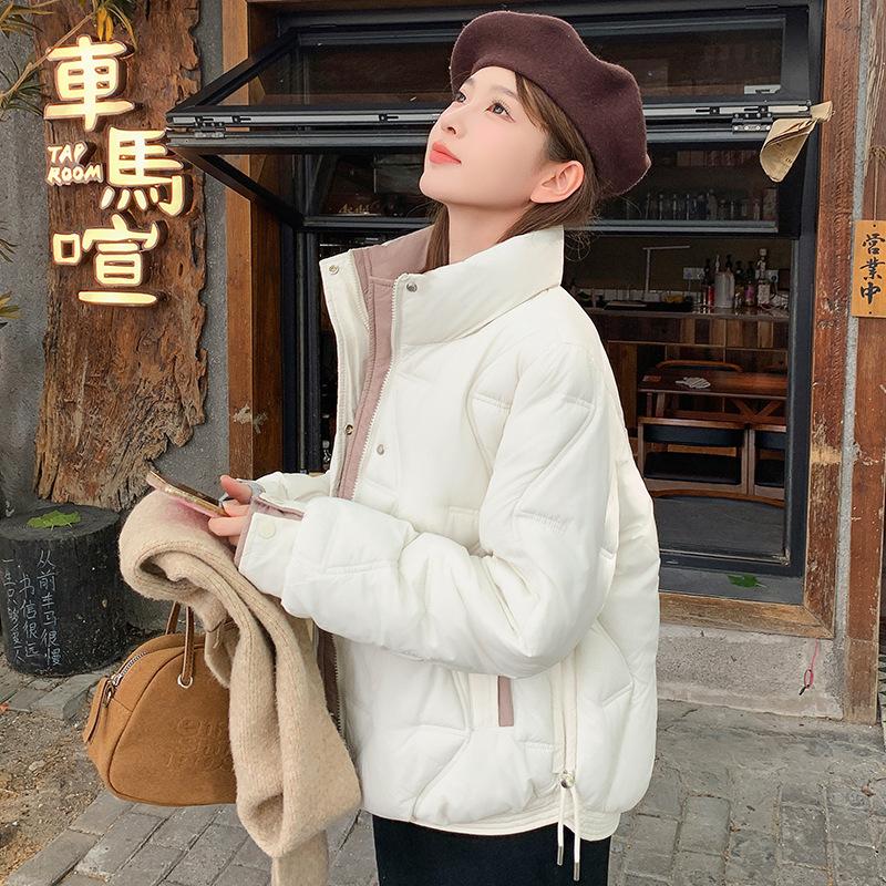 Fashion women's new short down cotton-padded coat, light and thin winter small cotton-padded jacket, stand-up collar, thin and thickened coat