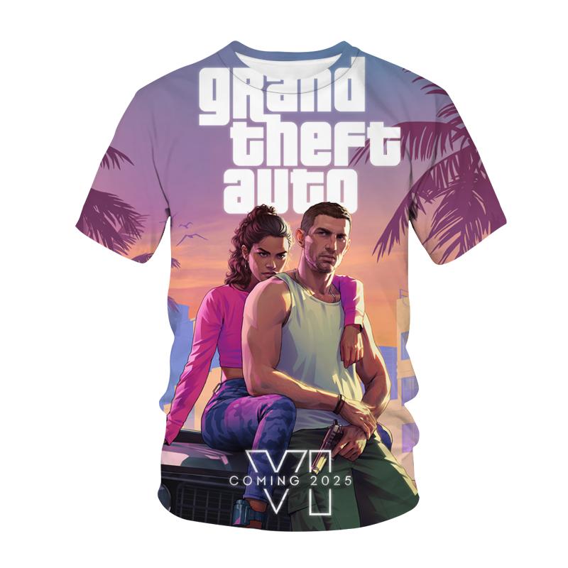 

Grand Theft Auto GTA 6 футболки игра 3D принт уличная одежда мужчины женщины повседневная мода свободная футболка Y2K унисекс одежда S