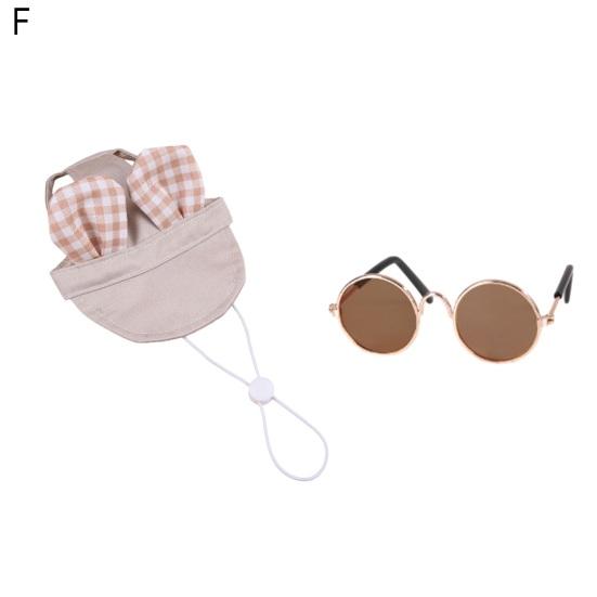Pet Baseball Cap with Ear Holes Adjustable Cat Sun Protection Hat with Collar/Glasses Accessories for Smalls Cats Dogs