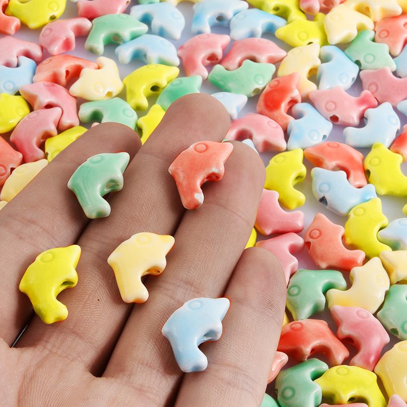 10pcs/Lot Sea Beach Conch Starfish Tropical Fish Bead Charms For Jewelry Making Supplies Ceramics Pendant DIY Bracelets Material