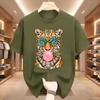 Trendy Leopard Unisex T Shirt Bubblegum Sunglasses Big Cat Graphic T Shirts Retro Animal Printed Tshirt Cotton Short Sleeve Tops