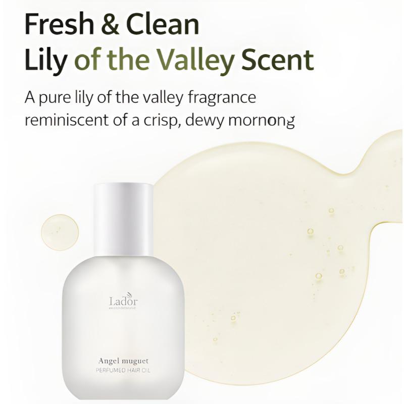 La'dor Perfume Hair Oil 80ml – Angel Muguet Fragrance Nourishing Hair Treatment with BTS Jimin Photocard Gift