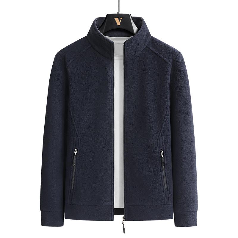 Men's Large Fleece Jacket: Warm Lined, Thickened for Autumn and Winter - Perfect for Middle-Aged Dads.