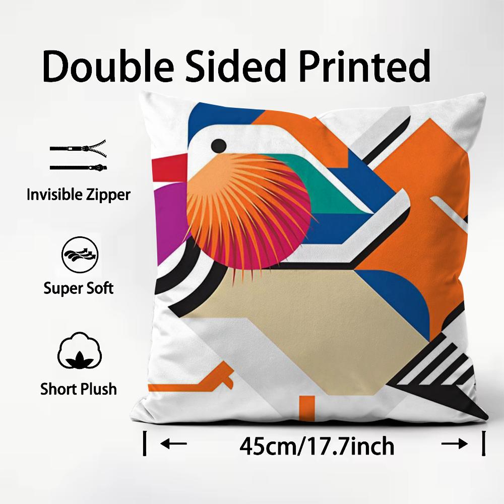 Simple Animal Anime Art Cushion Cover Plush Fabric Soft DoubleSided Printed Sofa Warm Winter Home Child Gift Pillow Case