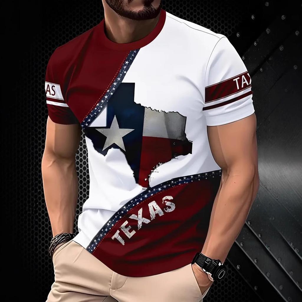 Summer Men's 3D Printed Crew Neck T-Shirt Fashion Versatile Breathable Trend Casual