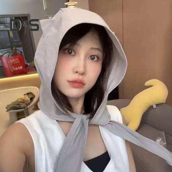 Sunshade Hat with Fixed Straps Adjustable Elasticity Breathable Quick-Drying Demon Hat Solid Color Design Lace-up Hat