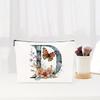 Letter Floral Pattern Zipper Cosmetic Bag Portable Travel Makeup Pouch Multifunctional Toiletry Wash Storage Bag for Women Daily Vacation Organizer