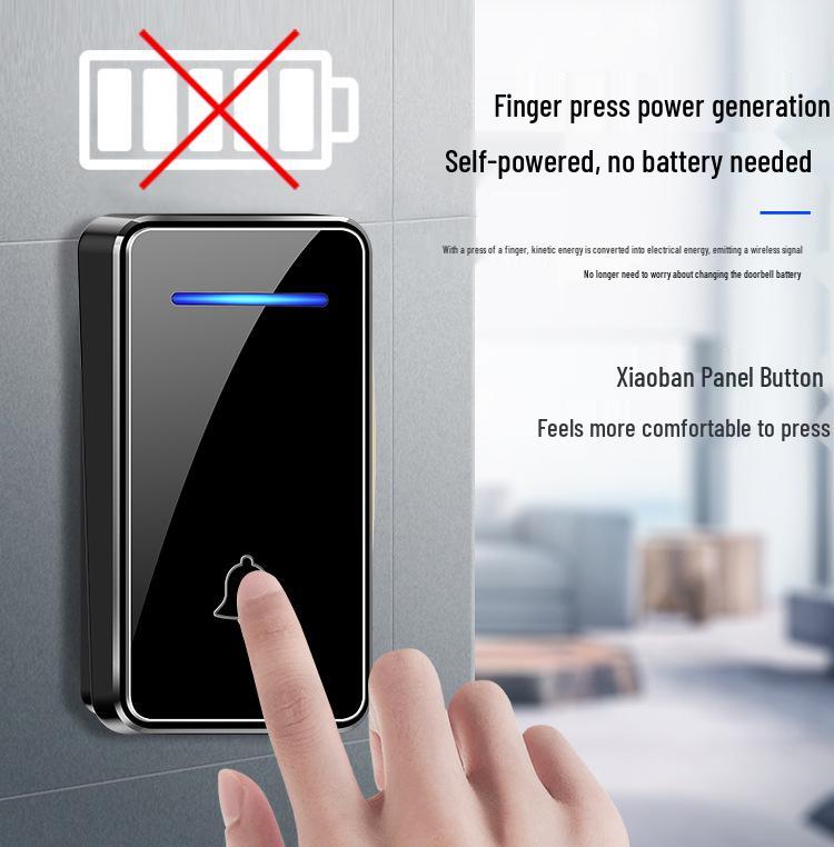 Battery-Free Smart Wireless Doorbell - Self-Powered, Waterproof, Music & Flash Alert System.