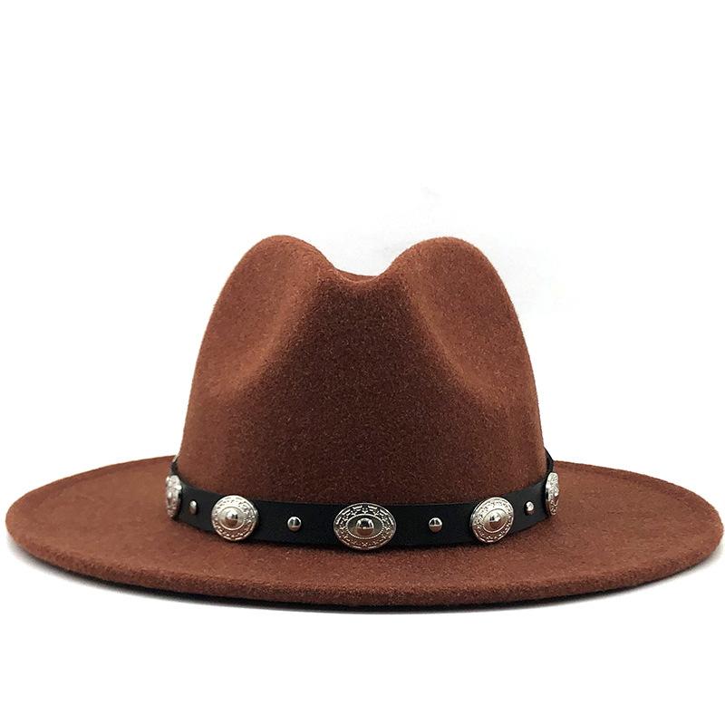 Autumn and winter new top hat big eave hat fashion flat hat British classic jazz hat wool hat