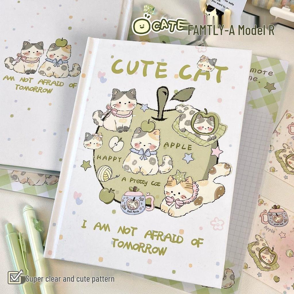Original Apple Little Cat A5 Color Hardcover Notebook - High Appearance, Thick, Full Color, Student Friendly