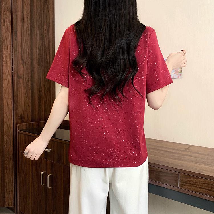 2026 Summer Plus Size Women's Casual Cartoon Pony Shiny Short-Sleeve Top