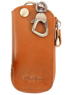 [Dom Teporna] Genuine Leather Key Case, Italian Leather Smart Key Case Cover, Thin, Compact Key Holder, Ages Beautifully, Men's & Women's, Brown