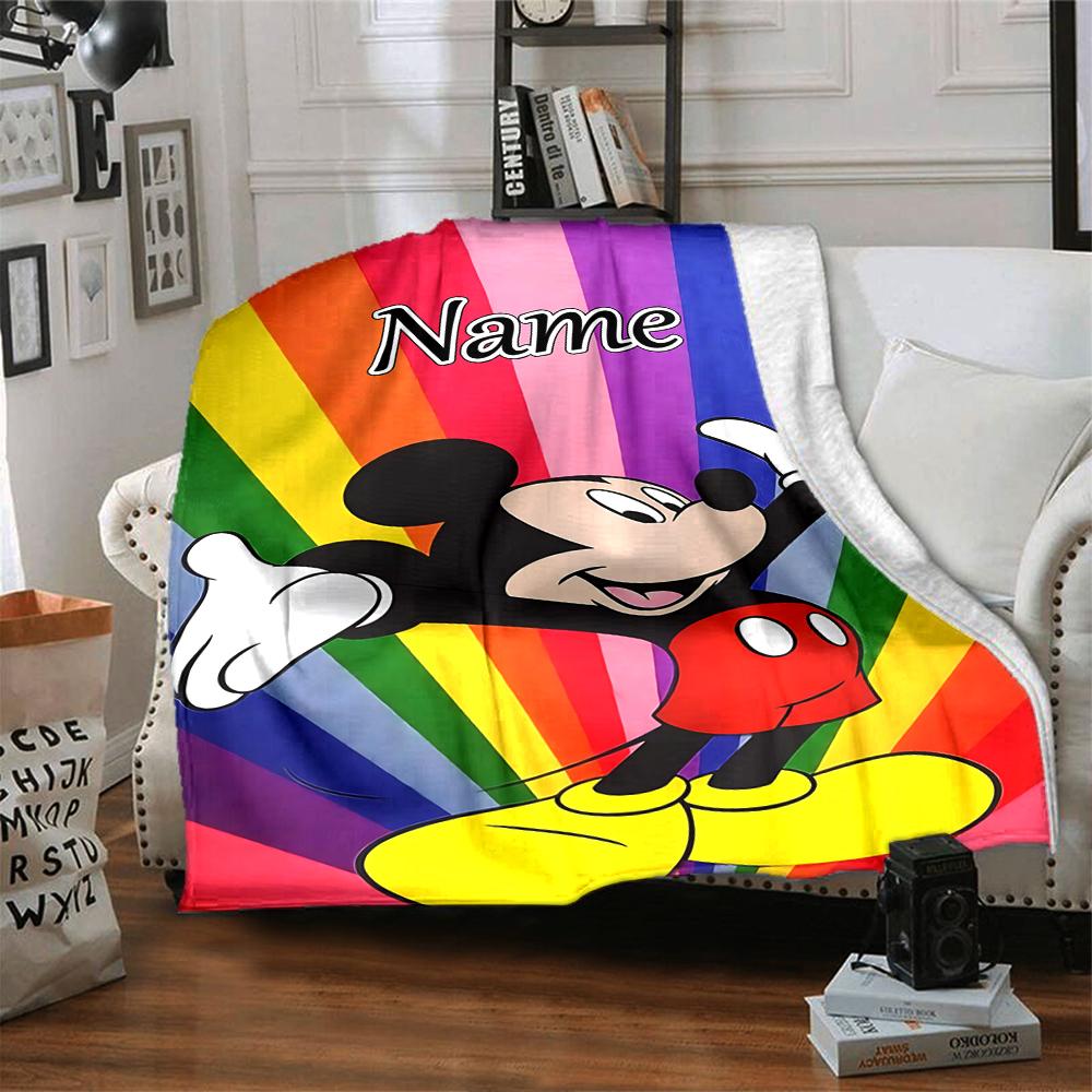 Custom Name Mickey Mouse Celebration blanket for Couch & Bed, Plush Cozy Fuzzy Blanket Super Soft & Warm Blankets for Fall and Winter. 090826