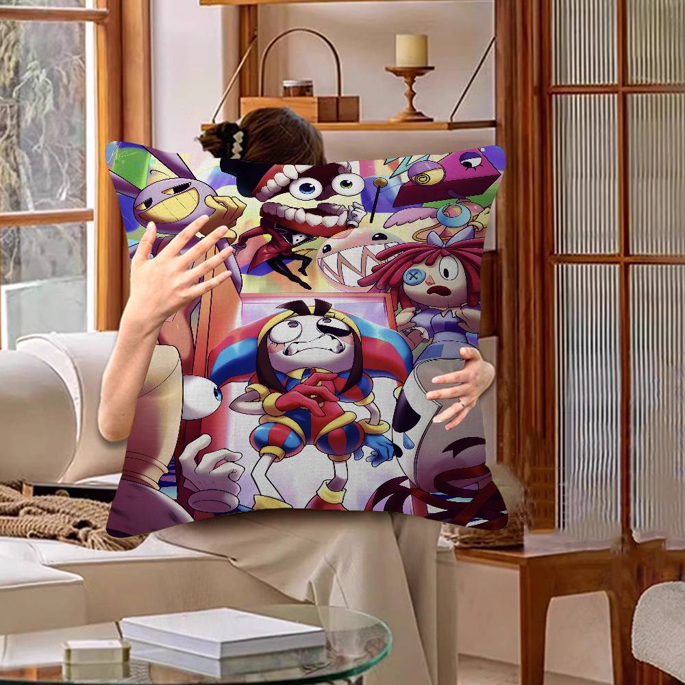 Anime The Amazing Digital Circus Cushion Cover Car Throw Pillow Case For Sofa Car Christmas Gift 40X40Cm 45X45Cm