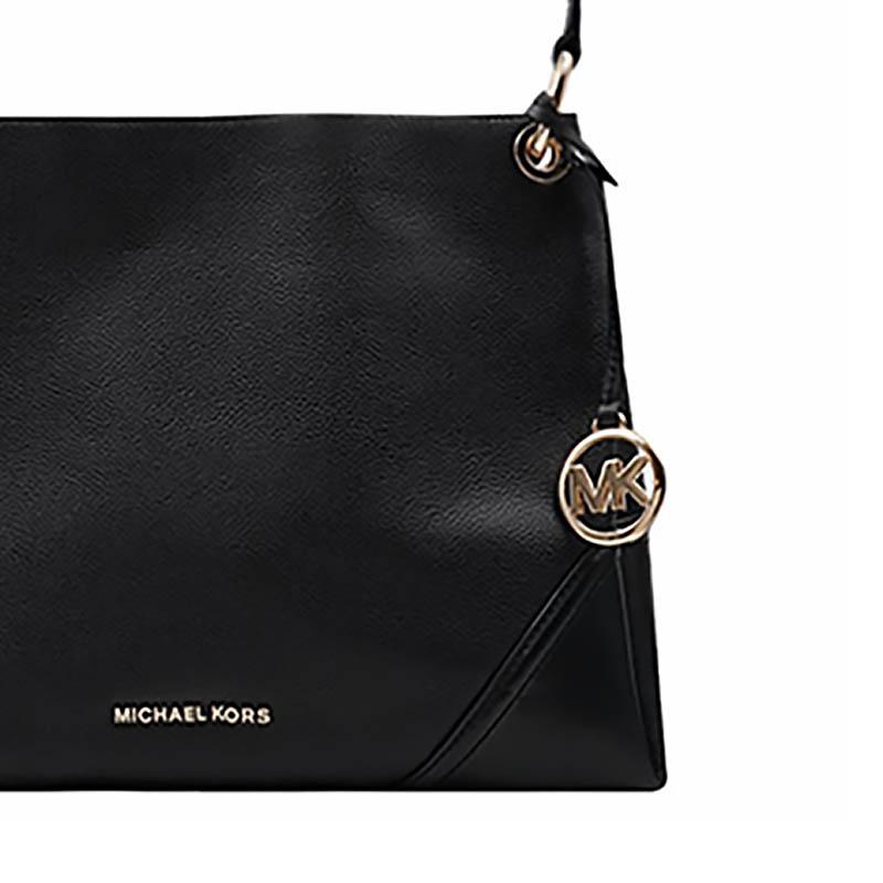 Michael Kors Mk Nicole Large Capacity Letter Logo Shoulder Bag Solid Color Commuter Leather Tote Bag Medium Women Handbags Black 35T9GNIL2L-BLACK