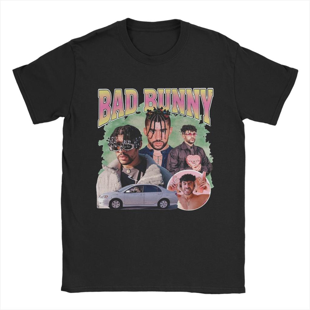 Vintage Bad Bunny T Shirts Unisexs  Pure Cotton Fun TShirt Crewneck  Tees Short Sleeve Clothing Classic