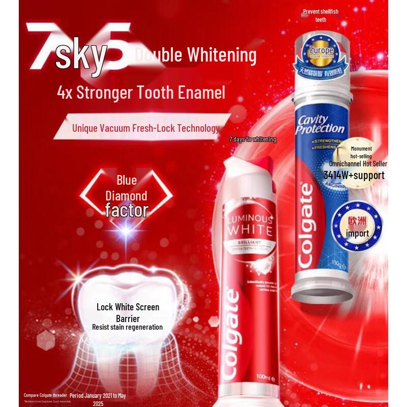 Colgate European Dazzling White Stain Removal & Anti-Cavity Pump Toothpaste 230ml
