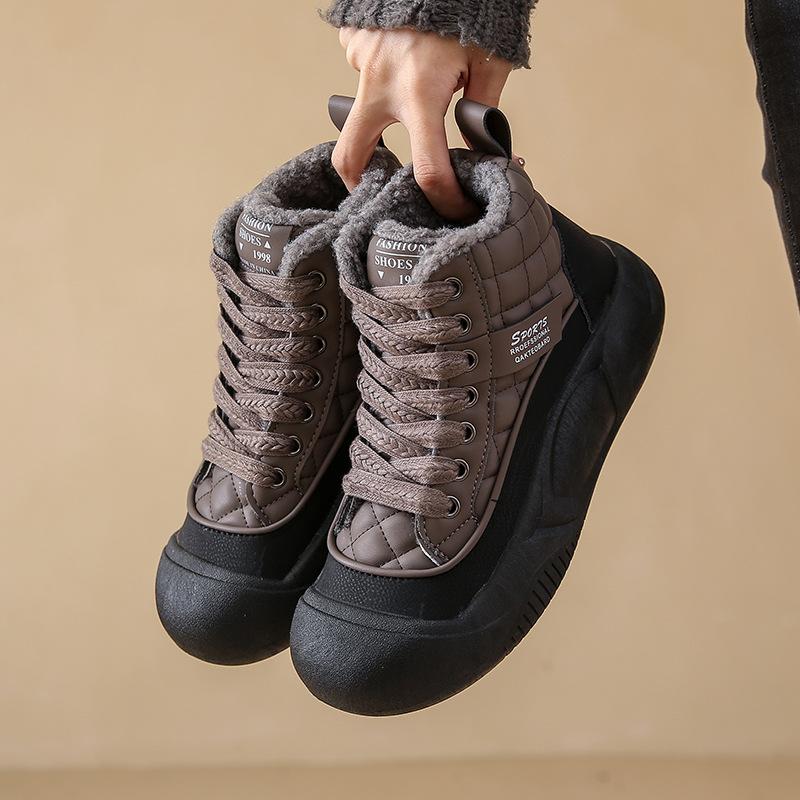 Winter New Women's High-top Cotton Shoes Fashionable Outdoor Velvet Casual Shoes Trendy Warm Women's Shoes