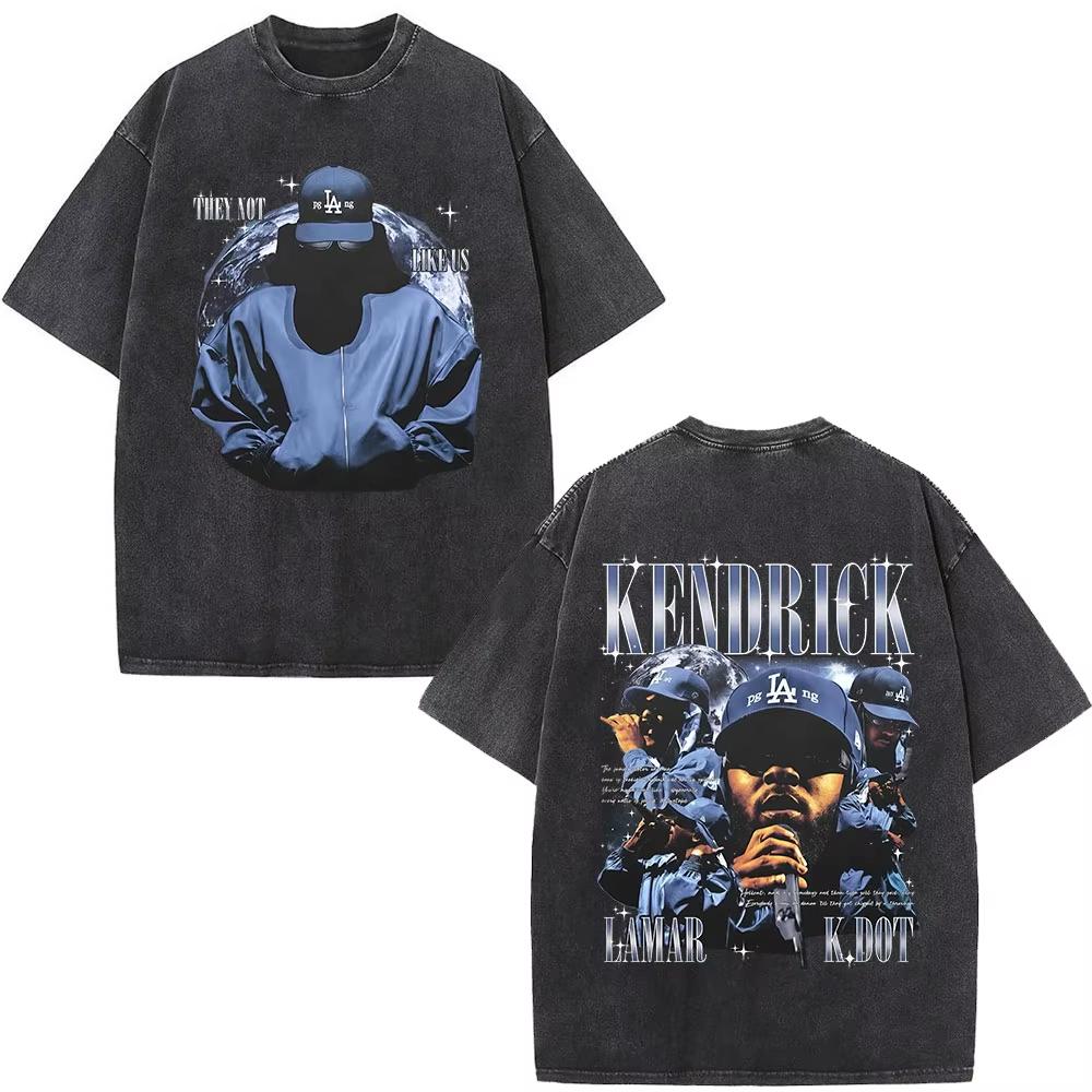 Rapper Kendrick Lamar DAMN Washed Tshirt Mens Women Clothing Fashion Vintage Casual Oversized Short Sleeve T Shirts Streetwear