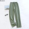 2024 Cotton Couple Sleep Bottoms Comfortable Unisex Sleep Pants Plaid Simple Style Home Pants Men Spring Summer Pajamas Pants