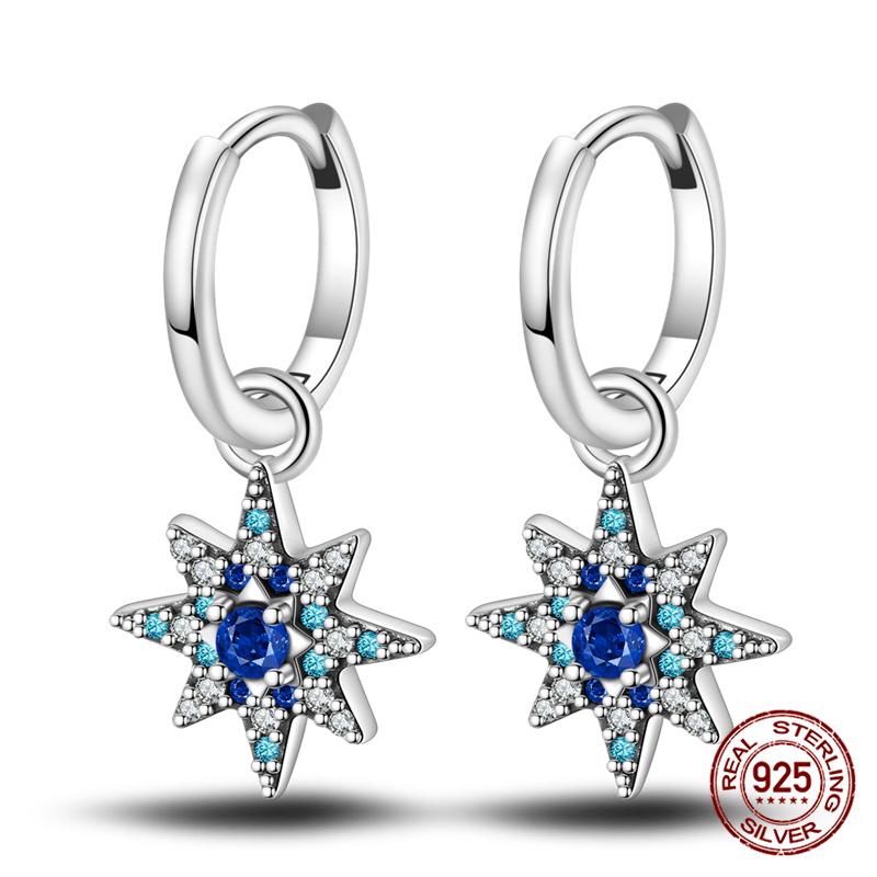 100% 925 Sterling Silver Simple Star And Moon Series Women'S Earrings Suitable For Daily Wear Anniversary Gift