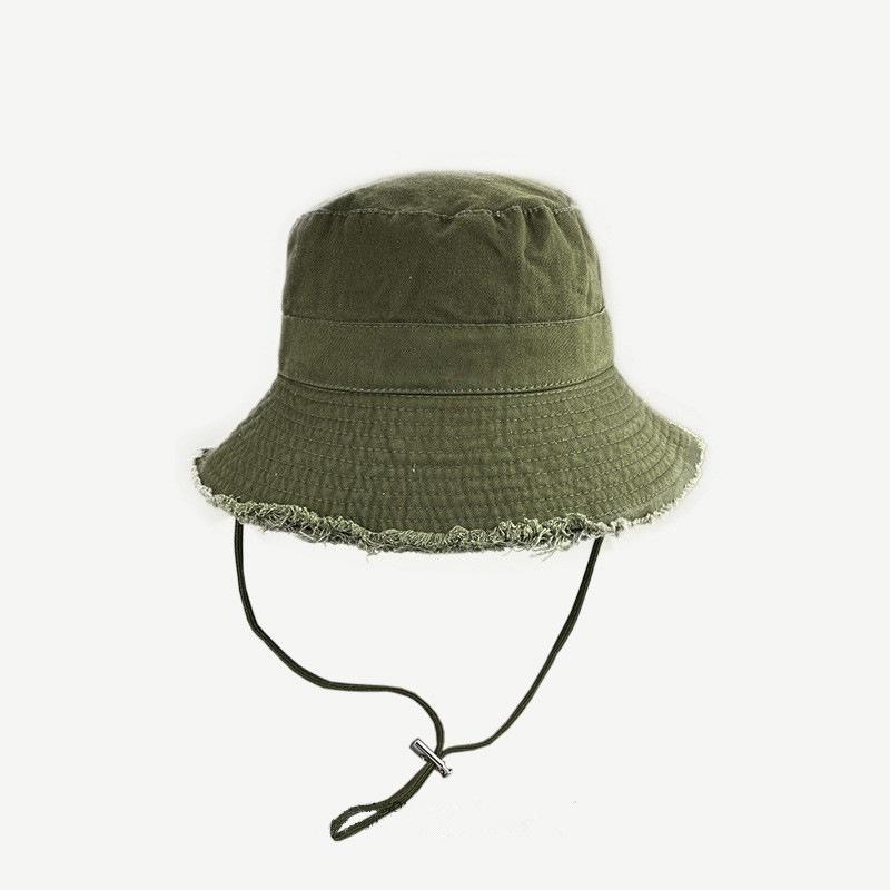 New Fashionable Style Bucket Hat Sun Resistant Adjustable Fisherman Cap Fringed Solid Color Summer Sunshade Hat Four Seasons