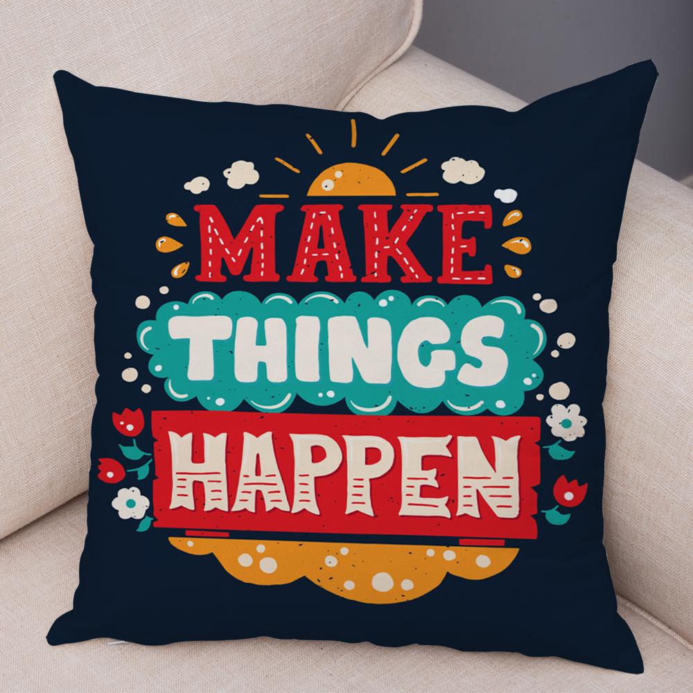 Motivational Quote Cushion Cover Inspirational Lettering Design Decorative Pillow Case Living Room Bedroom Sofa Home Decor