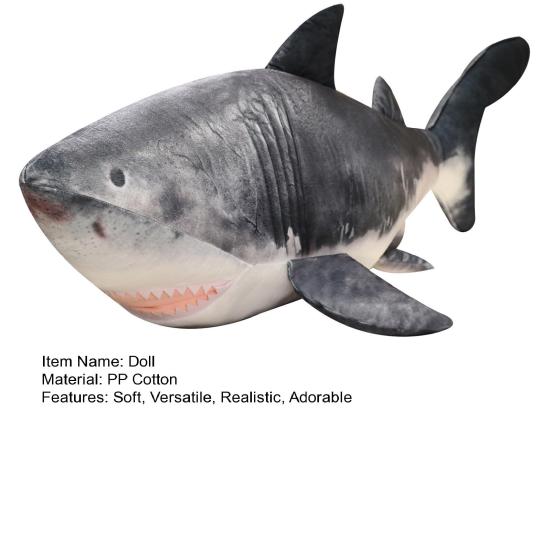 Shark Plush Doll 22" Realistic Grey Shark Pillow Soft Stuffed Animal Shark Cuddle Toy Unique Gift for Children