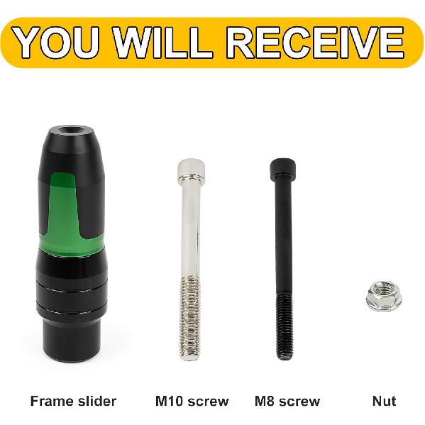 PSLER Universal Rear Frame Sliders - Motorcycle Falling Protection Slider Crash Bar Exhaust Pipe for Z900 Z650 Ninja 400 650 1000 ZX10R ZX6R ZX12R