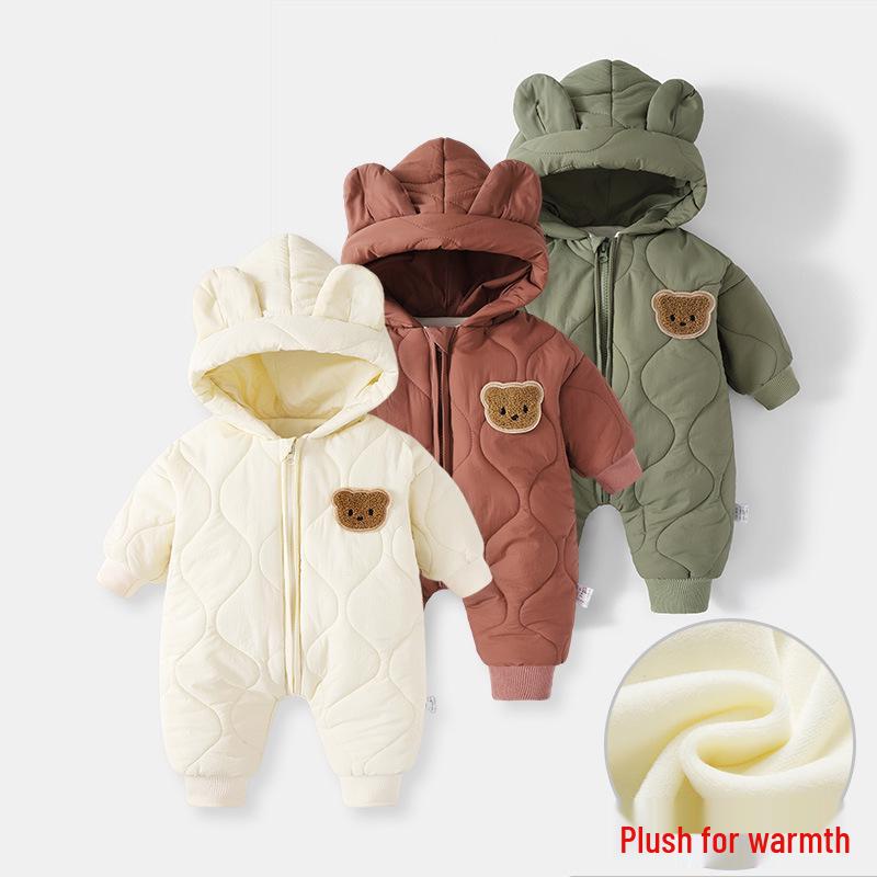 Baby Winter Jumpsuit: Warm Fleece-Lined Outerwear for Boys & Girls
