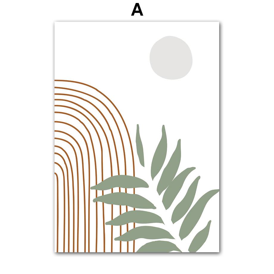 Современная линия, листья, геометрия, абстрактная настенная живопись в стиле бохо, холст, живопись, плакаты на скандинавскую тему и принты, настенные панно для декора гостиной A4 21X30cm No Framed