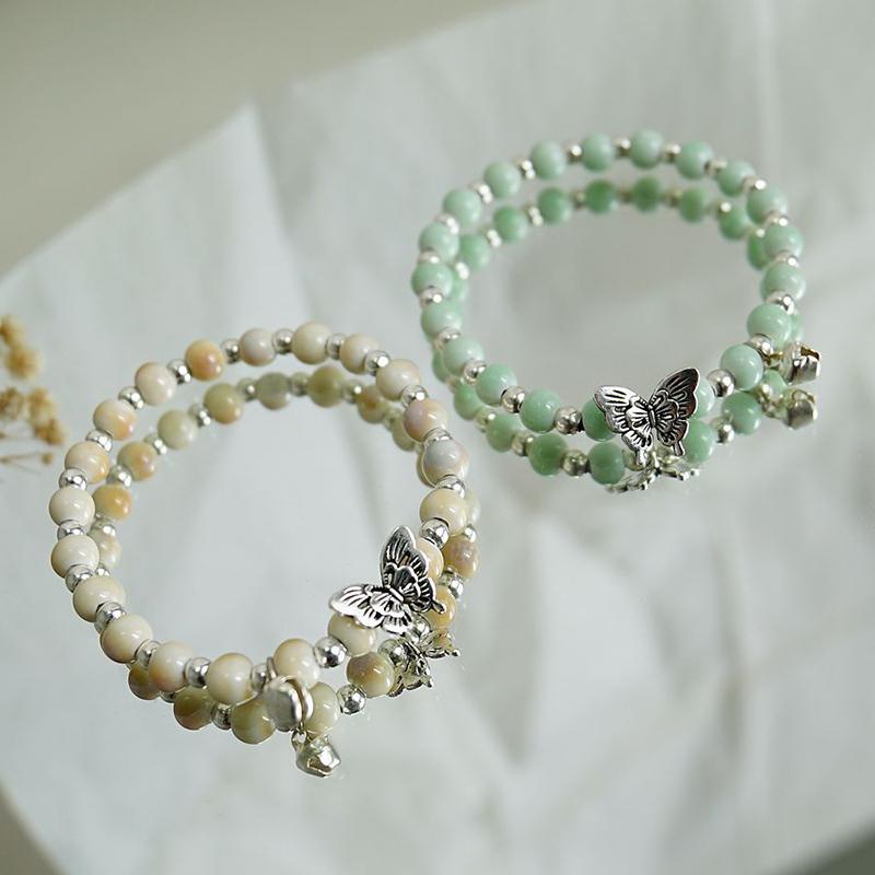 Vintage Multicolor Ceramic Beaded Bracelet For Women Girls Colorful Woven Butterfly Beaded Bracelet Jewelry Accessories Gifts