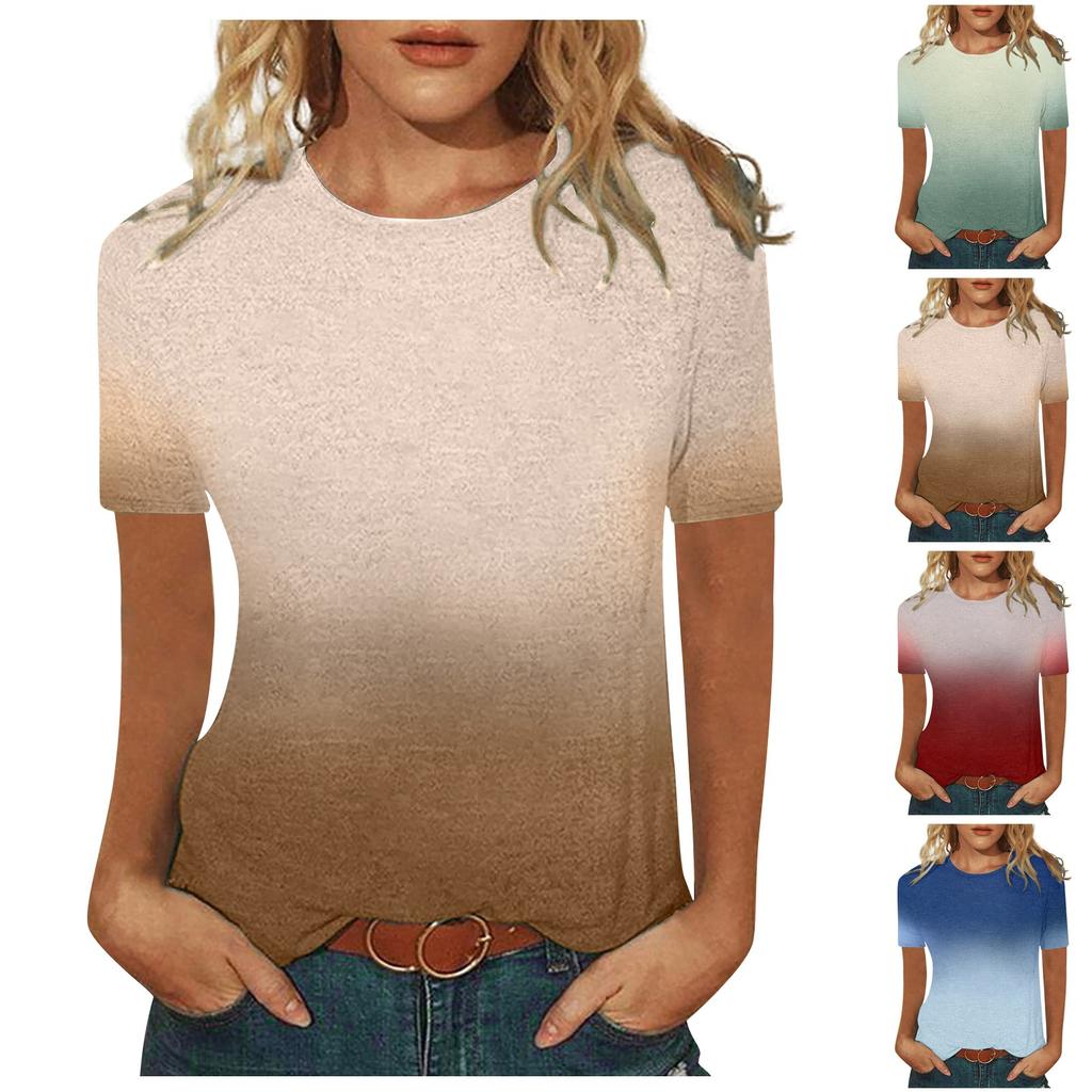 Moda Donna Casual Manica Corta Stampata Girocollo Top