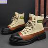 2025 Mens Boots Canvas New In Winter Casual Shoes Luxury Ankle Platform Hiking Safety Motorcycle Chelsea Tactical Cowboy Combat