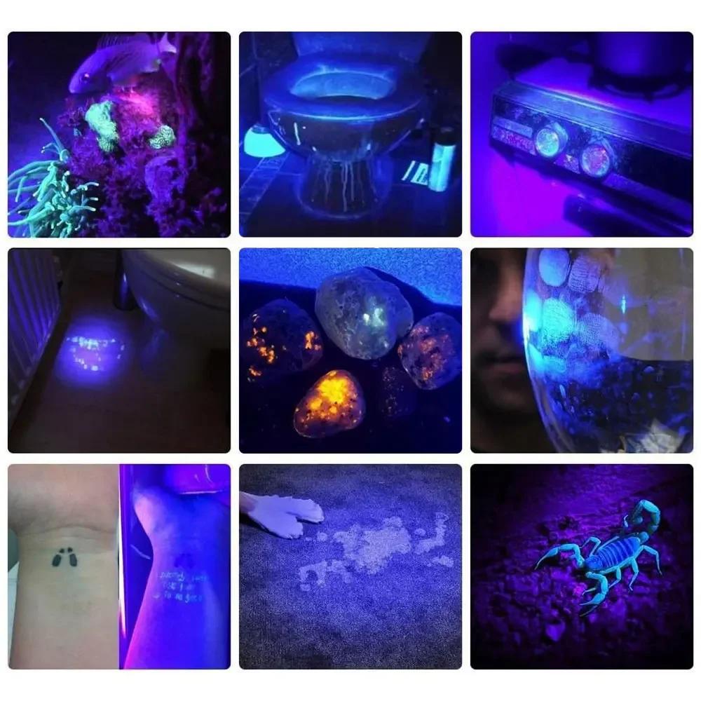 365nm UV Flashlight Mini Blacklight UV Light Ultraviolet Flashlight for Pet Urine Detector Resin Curing UV Lamp Flashlight