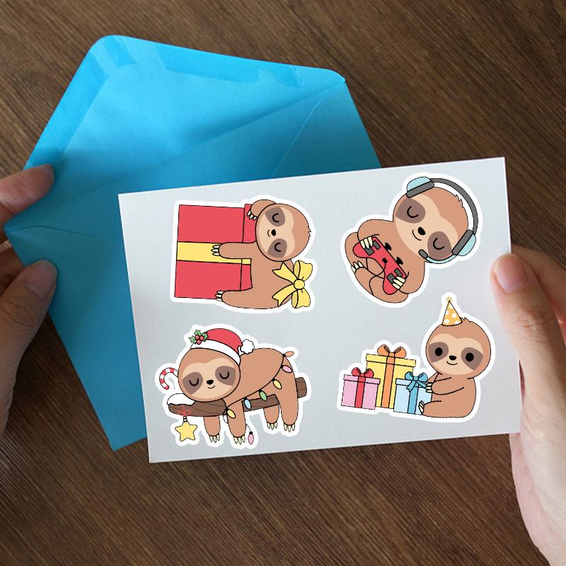 50pcs Cute Sloth Stickers for Water Bottle Phone Laptop DIY Decal Cartoon Scrapbook Stationery