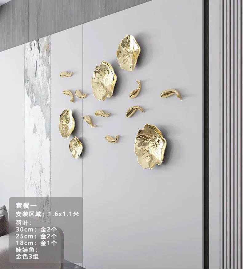 Imitacja metalu plastikowy liść lotosu karp salon sofa tło wisiorek dekoracja ścienna dekoracja ścienna sypialni naklejka ścienna