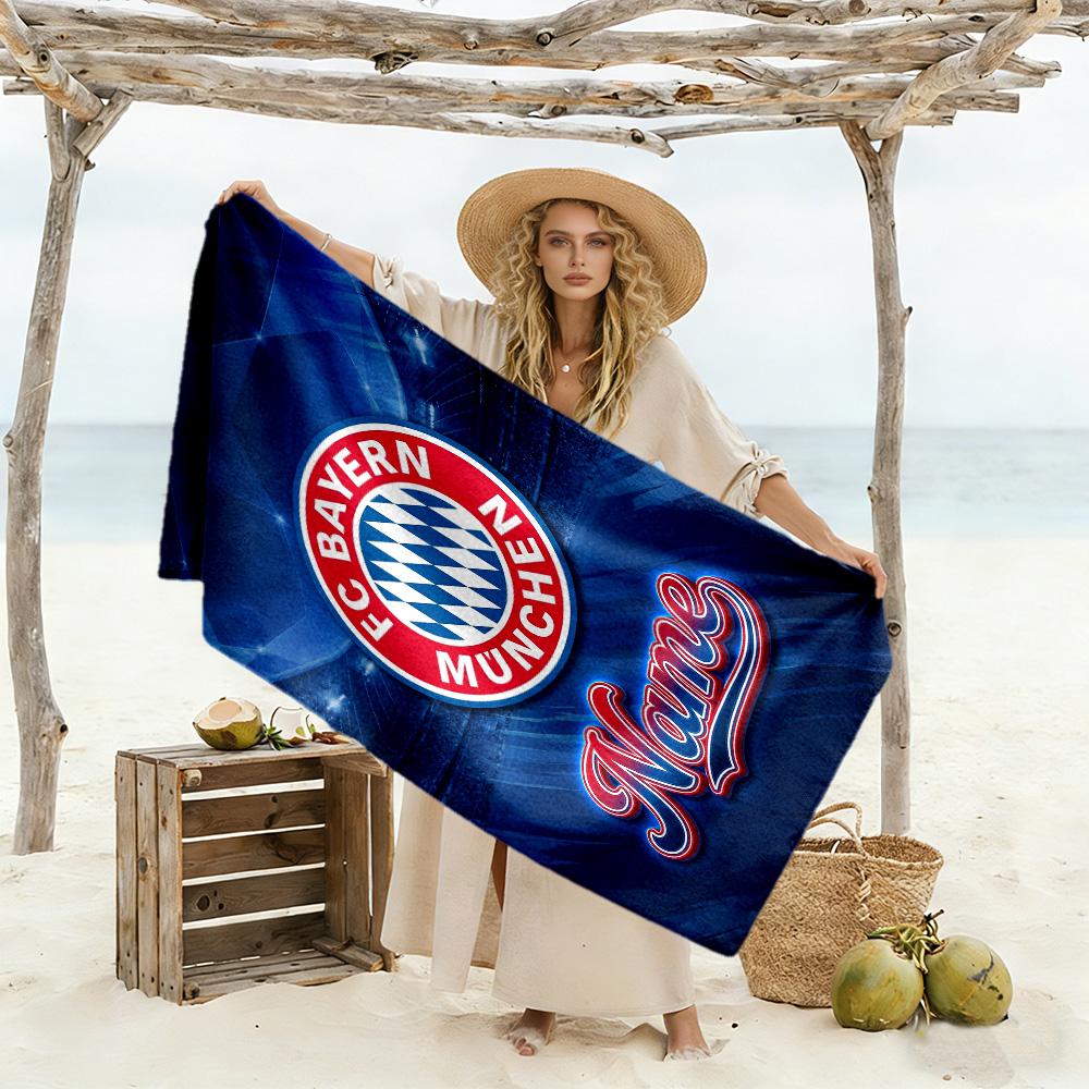 Bayern Munich Crest Customized Name Beach Towel Soft Durable Quick-Dry