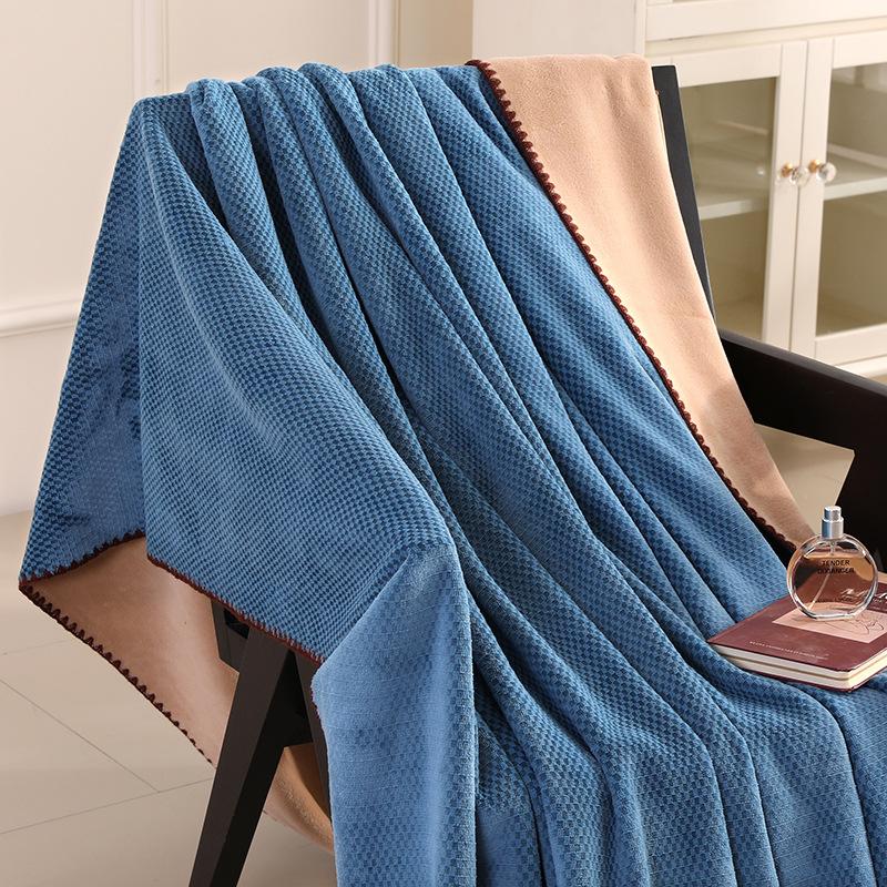 Solid color brocade full matte jacquard blanket soft and comfortable office nap skin-friendly blanket for all seasons