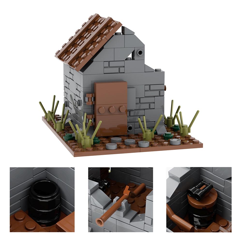 MOC WW2 Battlefield Brick Military Installation Gun Weapon Compatible Figure Building Block Toys For Children Adult Friends Gift